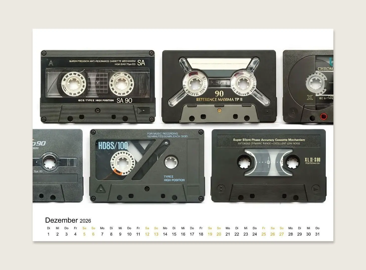 Audio cassettes with unusual window shapes from the 1990s